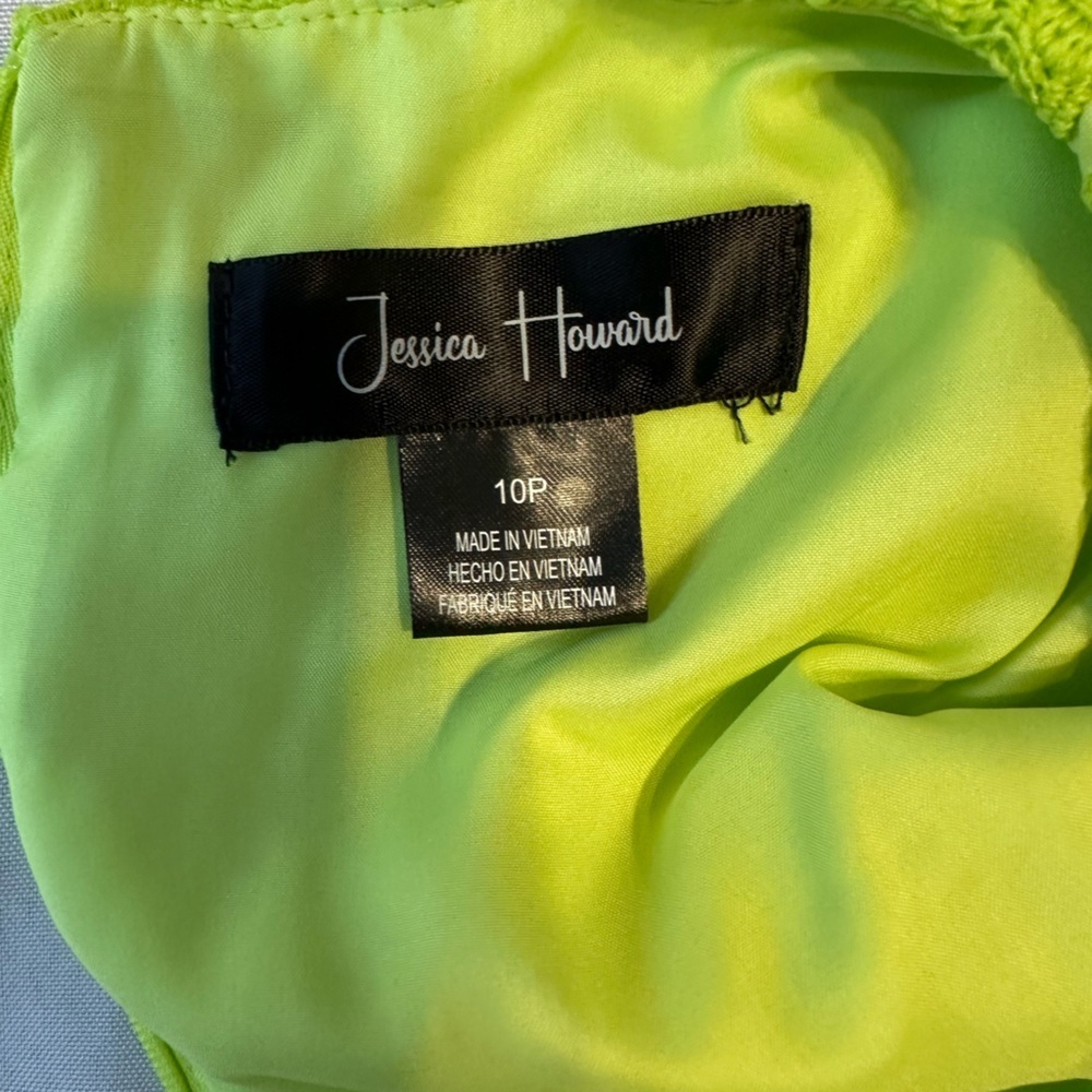 NWT Jessica Howard Lime Green Lace Sleeveless Dress - SIZE 10P - Picture 4 of 8